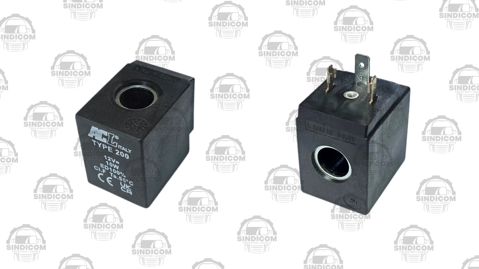 ELEKTROMAGNET (ŠPULA) 12V DC 10W RUPA O- 13 mm 13,5 mm VISINA L=38 mm TYPE 200 ACL